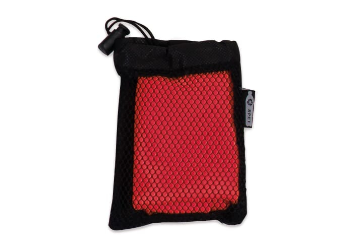 Serviette publicitaire rafraichissante rPET 30 x 80 cm noir / Rouge